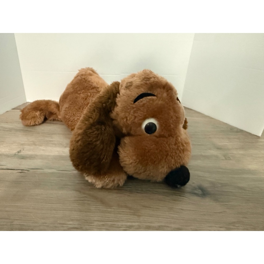 Vintage 1973 R Dakin & Co 10" Drooper Dog BROWN Plush Stuffed Puppy Dog Weighted